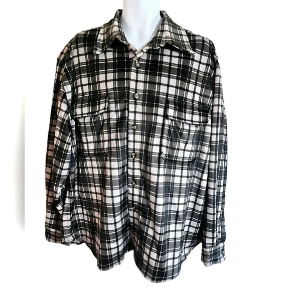 Seals Unlimited 2XL Plaid Shacket Black White 90s Y2K Grunge Flannel Shirt Retro - Picture 2 of 7